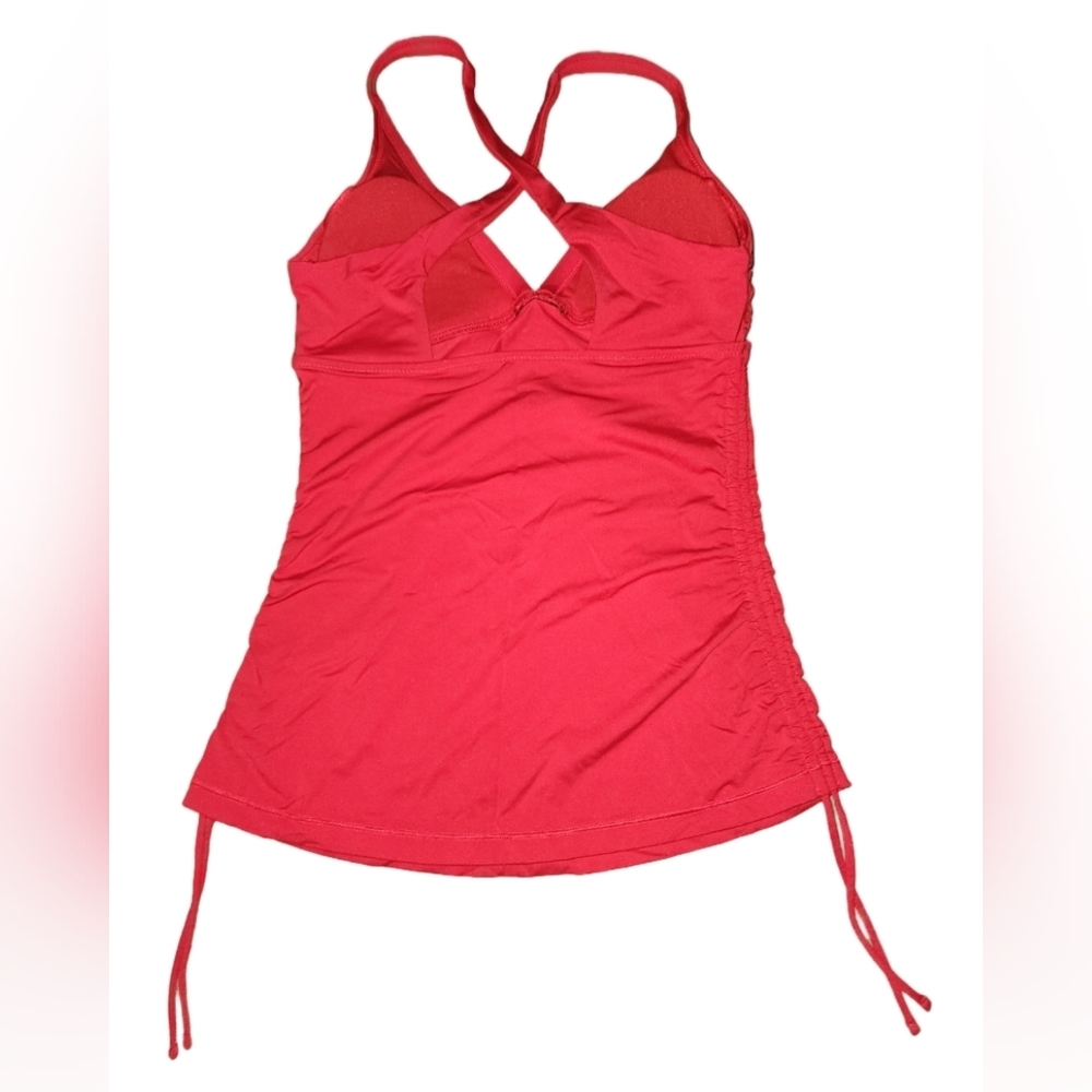 Athleta Side Scrunch Swim Tank Criss Cross Red Size Small​ - Picture 2 of 3